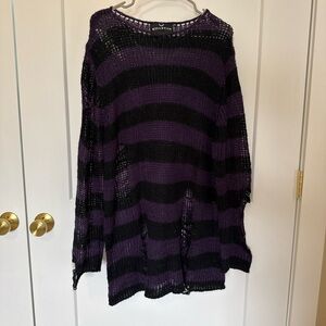 Purple and black Killstar distressed sweater